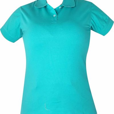 camiseta tipo polo azul claro mujer