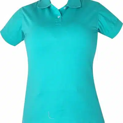 camiseta tipo polo azul claro mujer