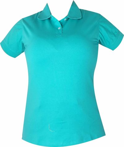 camiseta tipo polo azul claro mujer