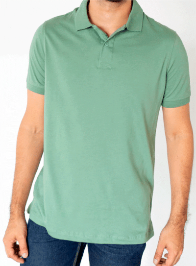 camiseta tipo polo verde salvia